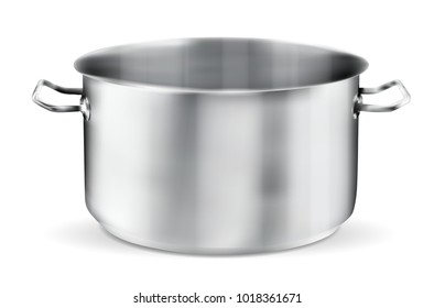 Stainless steel pot on white background - vector illustration