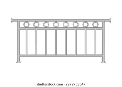 stainless steel railing, wrought iron fence, vector illustration.