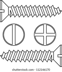 Stainless steel screw. Vector illustration.