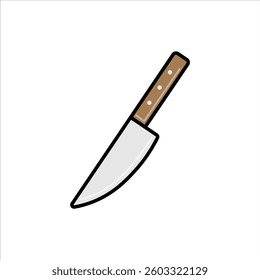 Stainless Steel Sharp Knife High Quality and Editable Vector Illustration For Kitchen Set Tool Design Theme
