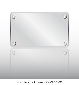 Stainless steel shiny gray metal sign