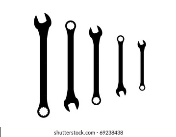 Stainless steel spanners silhouette illustration