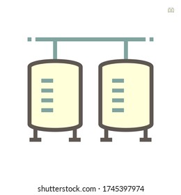 Tanque de materia prima en la producción de alimentos procesado diseño de icono vectorial sobre fondo blanco, 64x64 píxeles perfecto y editable trazo.