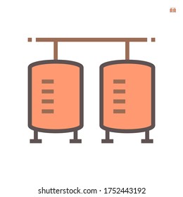 Tanque de materia prima en la producción de alimentos procesado diseño de icono vectorial sobre fondo blanco, 64x64 píxeles perfecto y editable trazo.