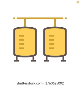 Tanque de materia prima en la producción de alimentos procesado diseño de icono vectorial sobre fondo blanco, 64x64 píxeles perfecto y editable trazo.