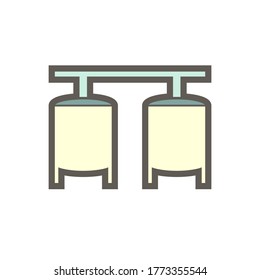 Tanque de materia prima en la producción de alimentos procesado diseño de iconos vectores sobre fondo blanco.