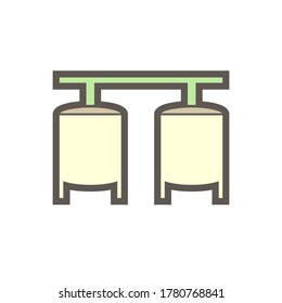 Tanque de materia prima en la producción de alimentos procesado diseño de iconos vectores sobre fondo blanco.