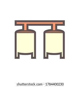 Tanque de materia prima en la producción de alimentos procesado diseño de iconos vectores sobre fondo blanco.