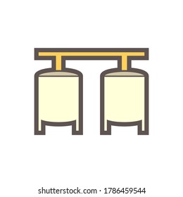 Tanque de materia prima en la producción de alimentos procesado diseño de iconos vectores sobre fondo blanco.