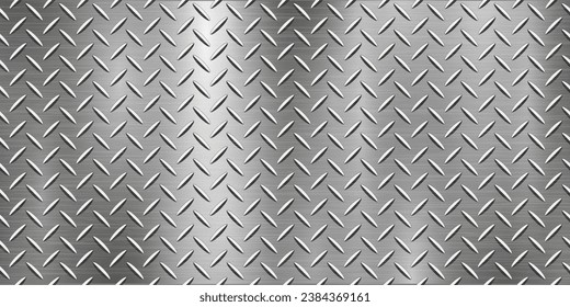 Textura de acero inoxidable metálica, textura de lámina de plata, plantilla de gradiente de acero brillante y metálico, fondo de textura de chapa de patrón de diamante, patrón de acero inoxidable cepillado - vector de stock