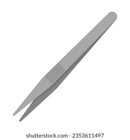 stainless steel tweezer flat vector illustration clipart isolated on white background