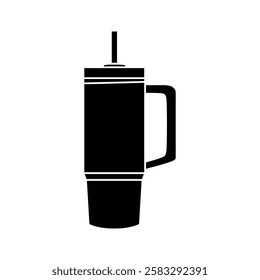 Stainless Steel Vacuum Insulated Tumbler Black Fill Icon vector illustration. Editable graphic resources for many purposes.