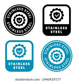 Stainless Steel - vector label for metal items. Stickers for corrosion resistant products.