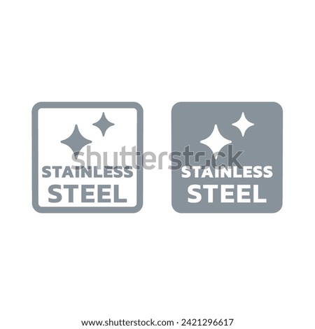 Stainless steel vector label. Sticker for utensils, pots and pans.