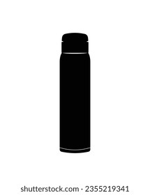 Stainless steel water bottle silhouette, stainless water hot drinks bottle icon