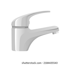 Stainless steel water tap faucet for bathroom in kitchen modern design vector illustration isolated on white background