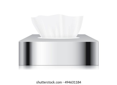 Stainless tissue box blank label and no text for mock up packaging.