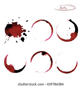 Stains of circles from wine. Imprint. Vector illustration. Vintage style. For banners, menus, postcards,  packaging,  shops