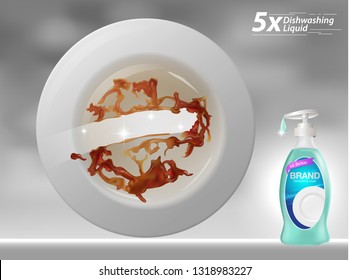 Stains on dirty dishes, tomato sauce, olive oil stains. And food stains of all kinds Remove stains with dishwashing liquid Used for banner ads, posters, brochures.
Vector Realistic file.