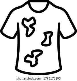 Stains on shirt concept, Dirty Apparel vector icon design, Care labels tag sign, Laundry and Dry Cleaning symbols on white background