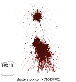 Stains and puddle of blood, isolated on white background. Vector