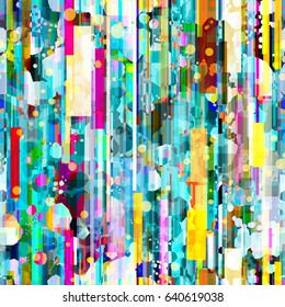 Stains and rectangles. Seamless texture. Colorful background. Abstract vector pattern for fabric, wrapping, home decor. Watercolor effect