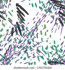 Stains Seamless Pattern. Fashion Concept. Distress Print. Blue, Teal Illustration. Graffiti Surface Textile. Ink Stains. Spray Paint. Splash Blots. Artistic Creative Vector Background.