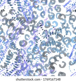 Stains Seamless Pattern. Fashion Concept. Distress Print. Blue, Teal Illustration. Modern Surface Textile. Ink Stains. Spray Paint. Splash Blots. Artistic Creative Vector Background.