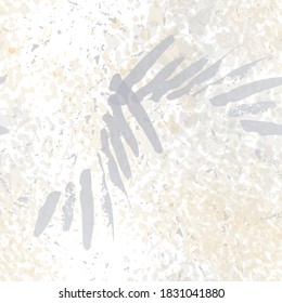 Stains Seamless Pattern. Fashion Concept. Distress Print. Black, Gold Illustration. Modern Surface Textile. Ink Stains. Spray Paint. Splash Blots. Artistic Creative Vector Background.