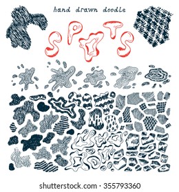 Stains set. Hand Drawn Doodle Spots - Vector illustration