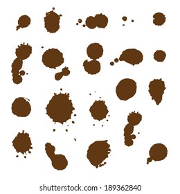 Stains Set, Isolated On White Background, Vector Illustration.