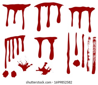 Stains and streaks of blood.