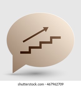 Stair with arrow. Brown gradient icon on bubble with shadow.