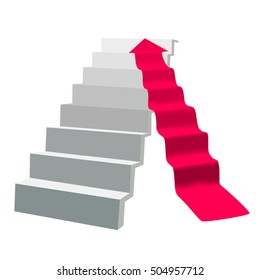 Stair and arrow on a white background. Vector illustration.