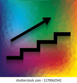 Stair with arrow. Vector. Flat style black icon on white.