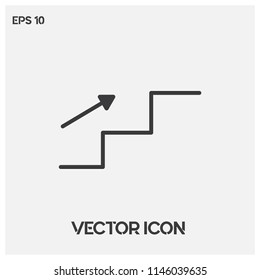 Stair With Up Arrow Vector Icon Illustration.Light Backround.Premium Quality.
