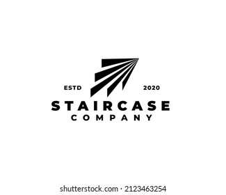 stair case light logo design template. Silhouette of stairs step logo design