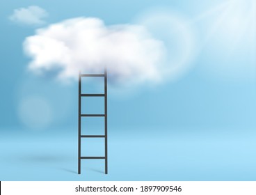 Stair With Cloud Floating on blue room background. Vector illustration