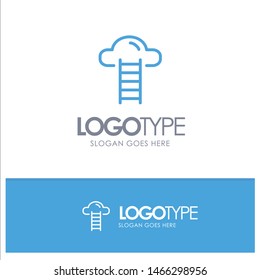 Stair, Cloud, User, Interface Blue Outline Logo Place for Tagline. Vector Icon Template background