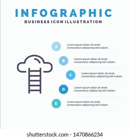 Stair, Cloud, User, Interface Line icon with 5 steps presentation infographics Background. Vector Icon Template background