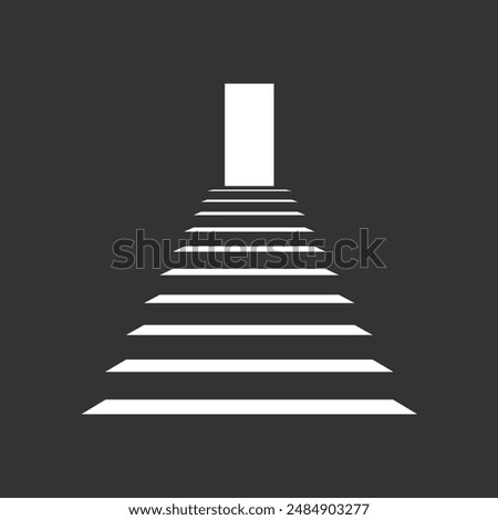 Stair up and door in the darkness. Bright light from the open door lights up the stairs. Business concept. Vector illustration