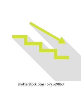 Stair down with arrow. Pear icon with flat style shadow path.