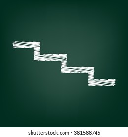 Stair down sign. Flat style icon with chalk effect