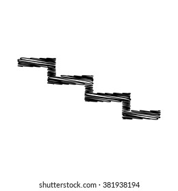 Stair down sign. Flat style icon with scribble effect