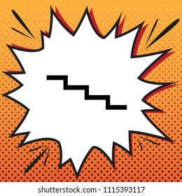 Stair down sign. Vector. Comics style icon on pop-art background.