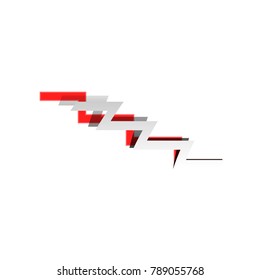 Stair down sign. Vector. Detachable paper icon with red body stock. Isolated.