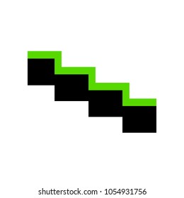 Stair down sign. Vector. Green 3d icon with black side on white background. Isolated.