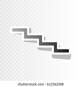 Stair down sign. Vector. New year blackish icon on transparent background with transition.