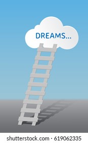 Stair to dreams on cloud, concept for motivation and try, EPS10 Vector illustration.