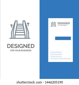 Stair, Elevator, Electric, Ladder Grey Logo Design and Business Card Template